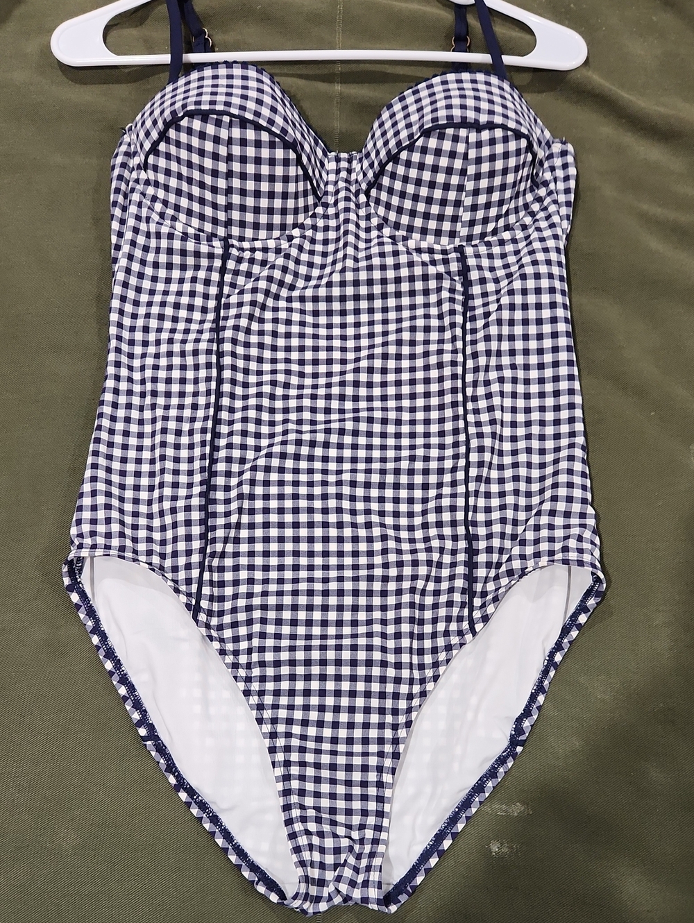 Kate Spade Navy and White Gingham One-Piece Swimsuit
